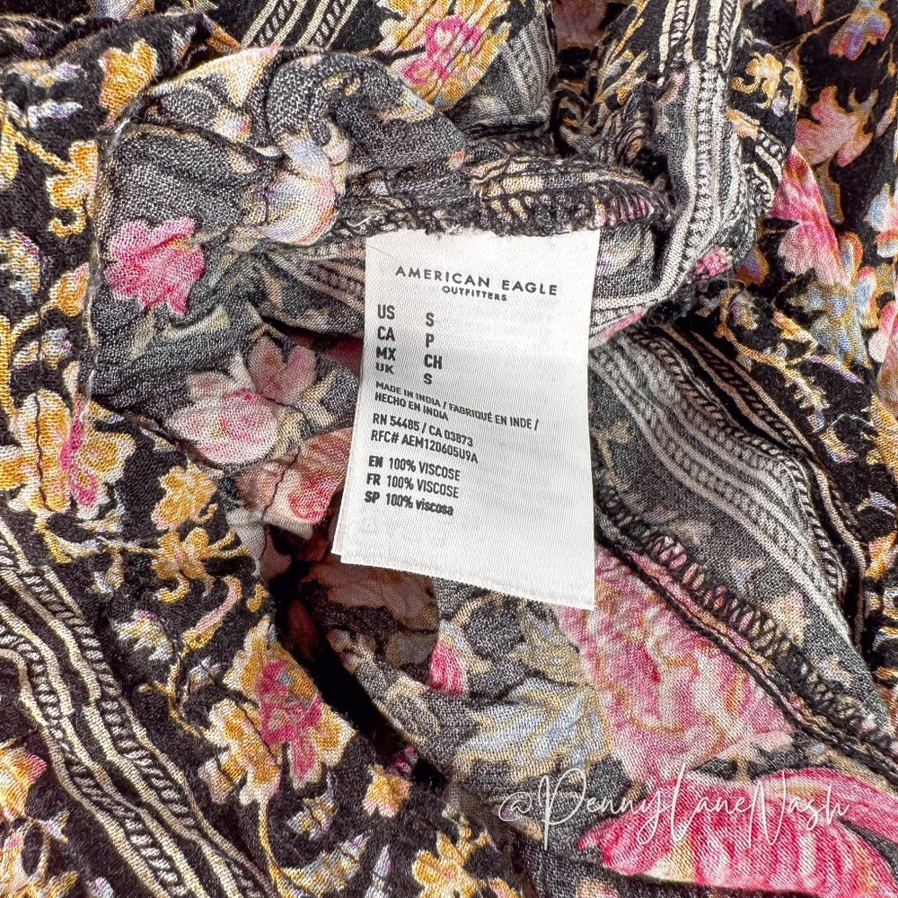 American Eagle Floral Tie Waist Paperbag Shorts - Picture 11 of 12